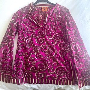 Tory Burch Pink Peasant Top with Delicate Sequins